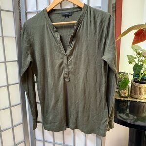 J.Crew Olive Green Ribbed Henley Tee